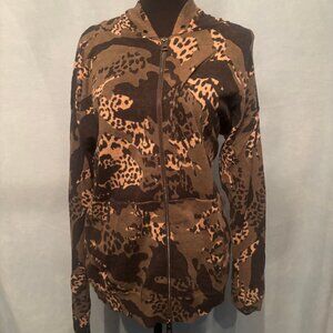 Zadig & Voltaire Brown and Black Leopard Print Zip Hoodie